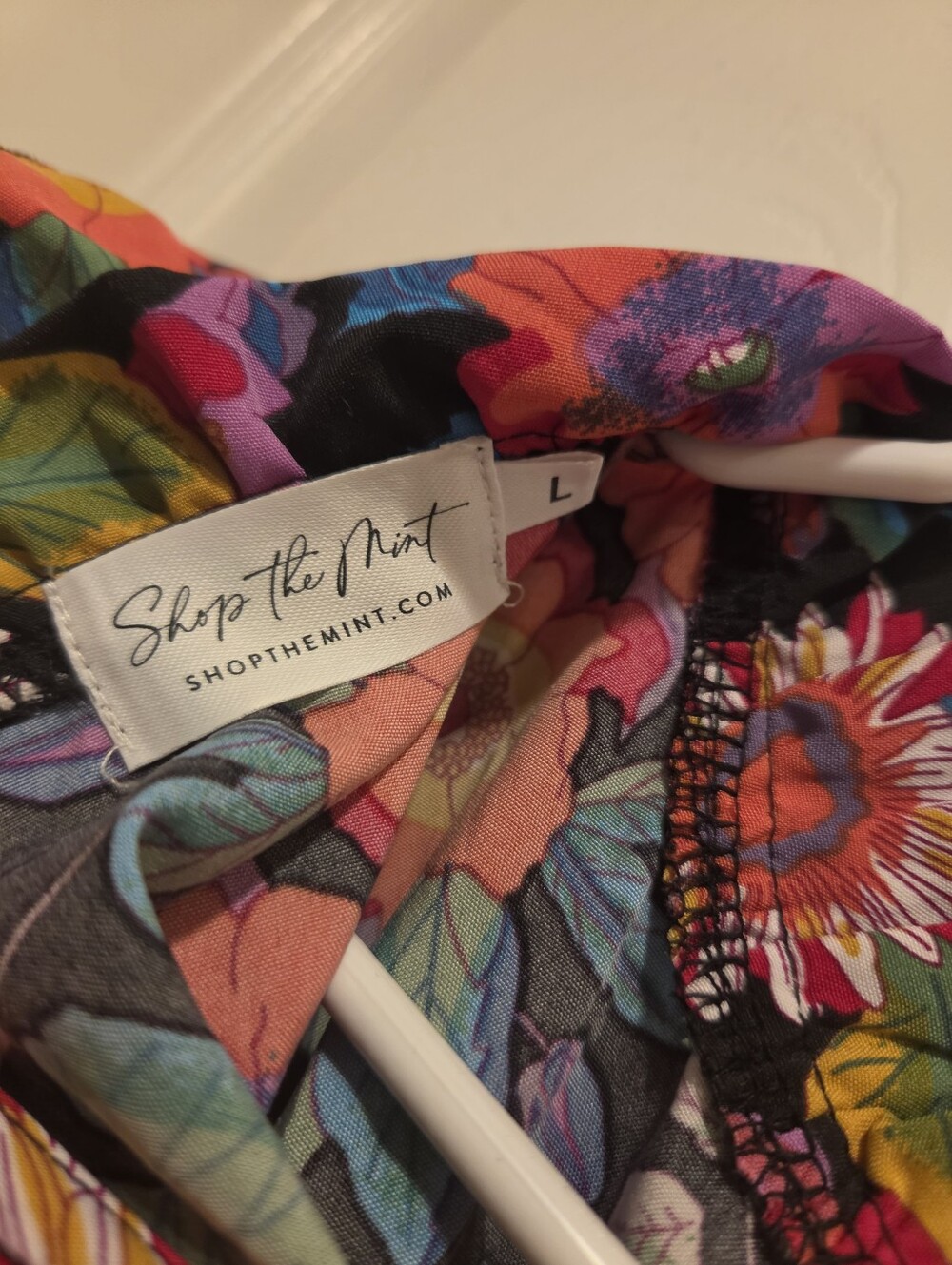 Floral Ruffle Midi Dress in Black with Multicolor Print - Picture 4 of 4